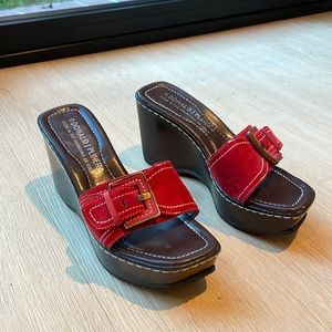 Donald Pliner Red Suede Wedges